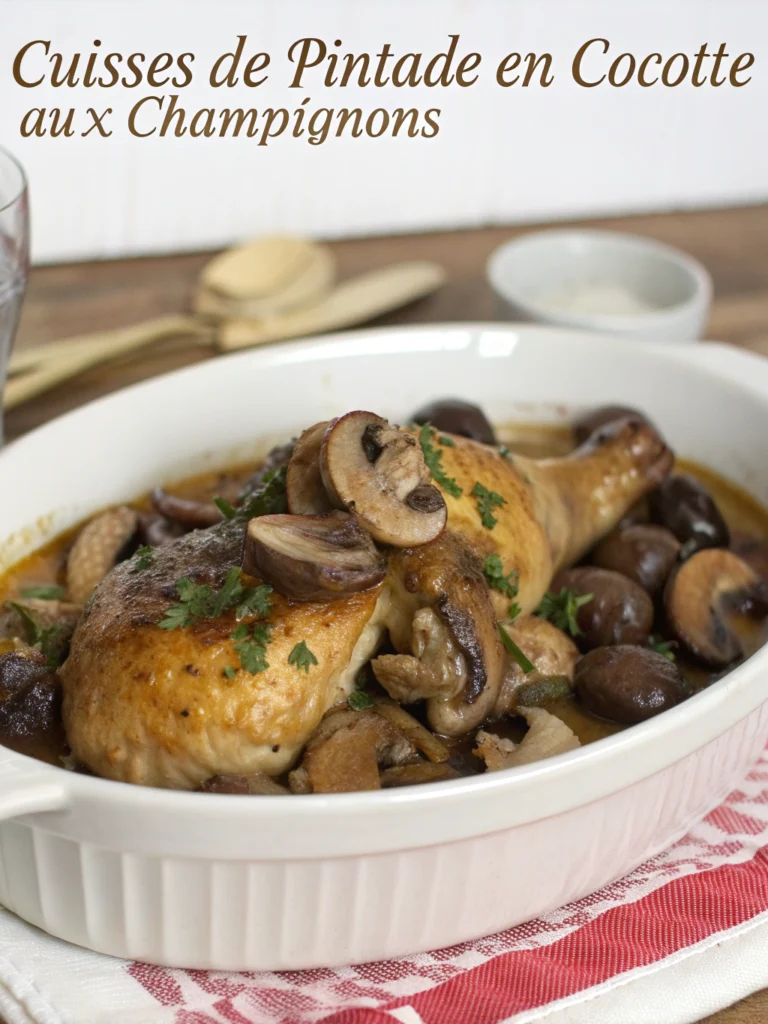 recette cuisses de pintade en cocotte champignons